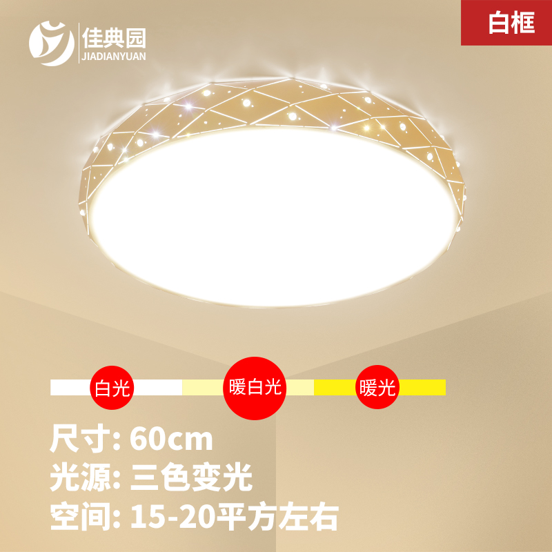 led吸顶灯60cm 创意圆形卧室灯现代简约大气客厅灯温馨餐厅婚房灯具饰