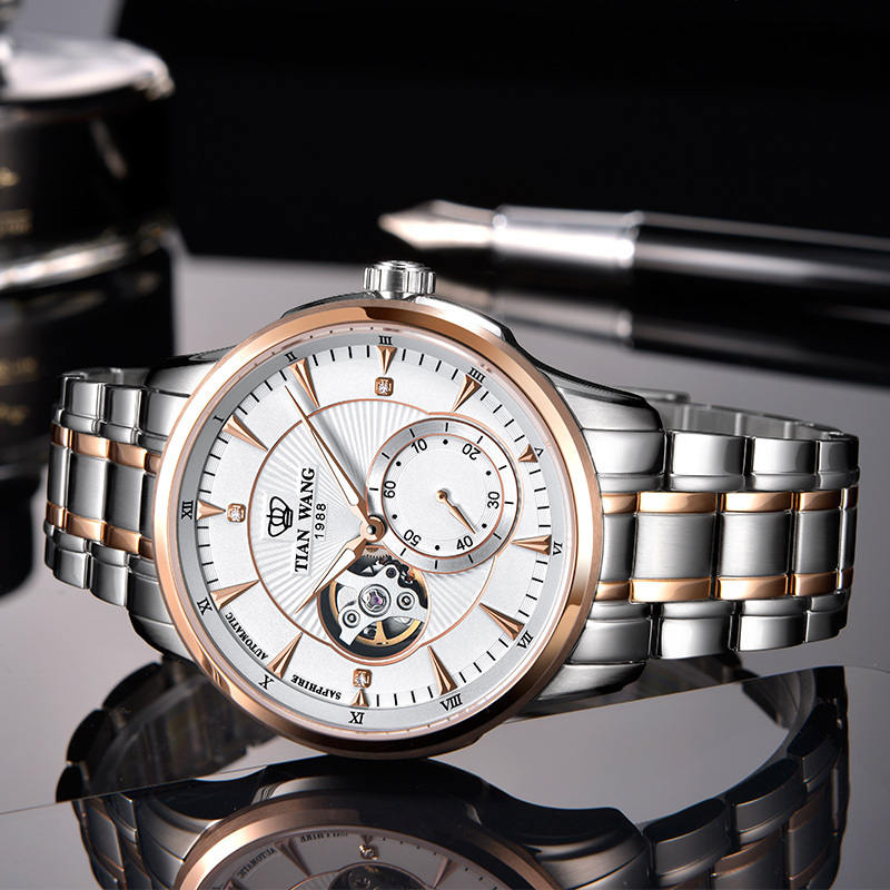 天王（TIAN WANG）手表 专柜同款 轮时代系列手表 商务休闲机械男士腕表