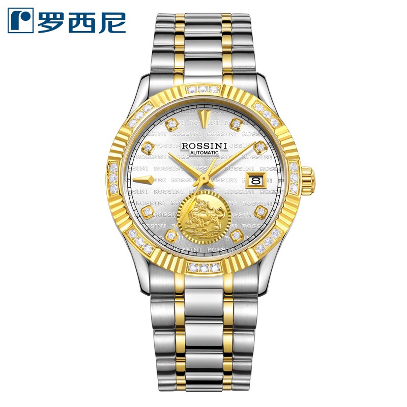 罗西尼（ROSSINI)手表启迪系列送礼推荐情侣男表商务风机械表钢带男士腕表