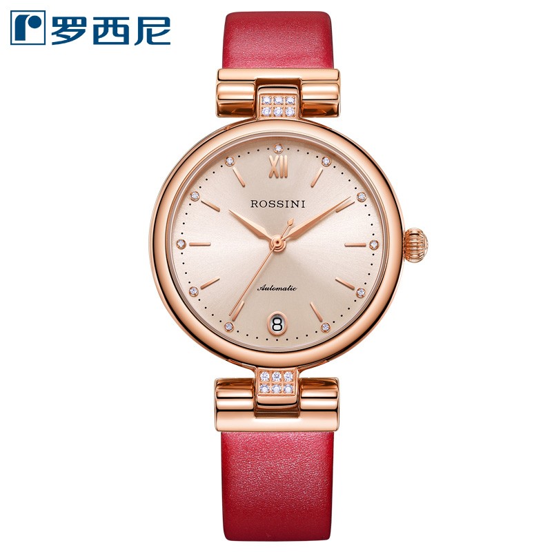 罗西尼（ROSSINI)手表典美系列赠礼盒女表优雅风机械表皮带女士腕表