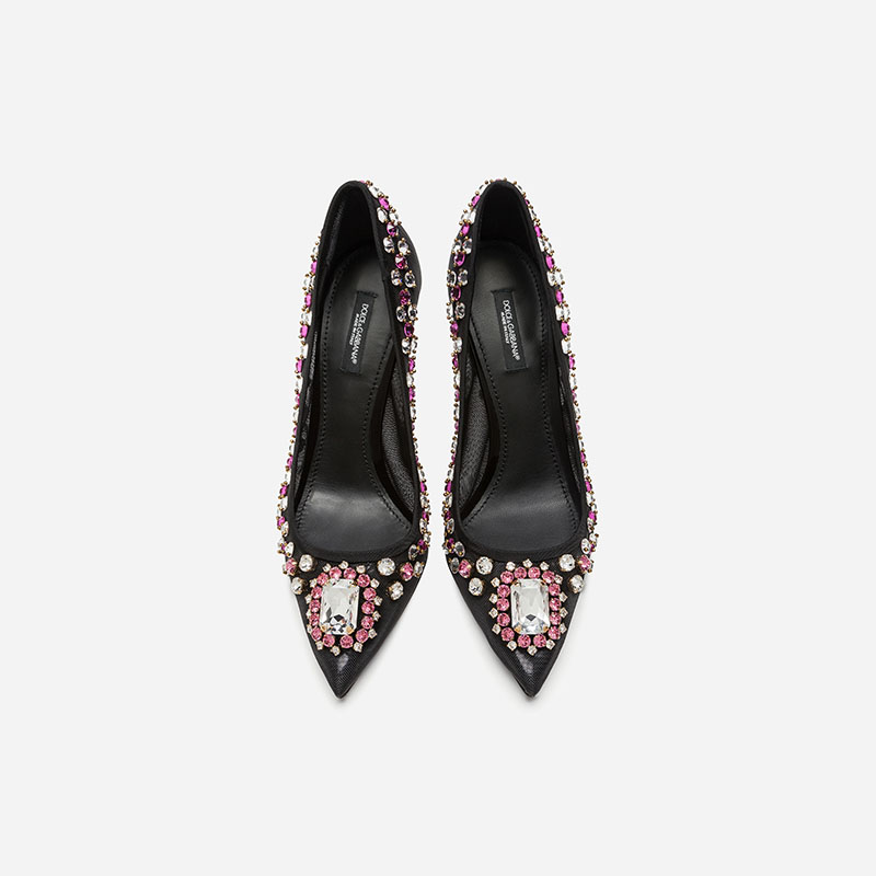 杜嘉班纳/Dolce&Gabbana 珠宝刺绣网布高跟鞋