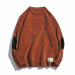 日系秋冬季男士毛衣大码宽松拼色装饰长袖保暖针织衫