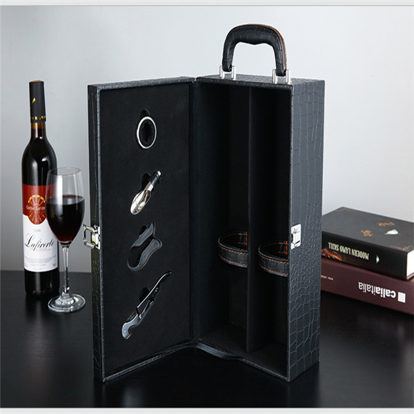 红酒盒皮盒高档礼盒鳄鱼纹2只酒盒双支装葡萄酒包装盒子现货定做