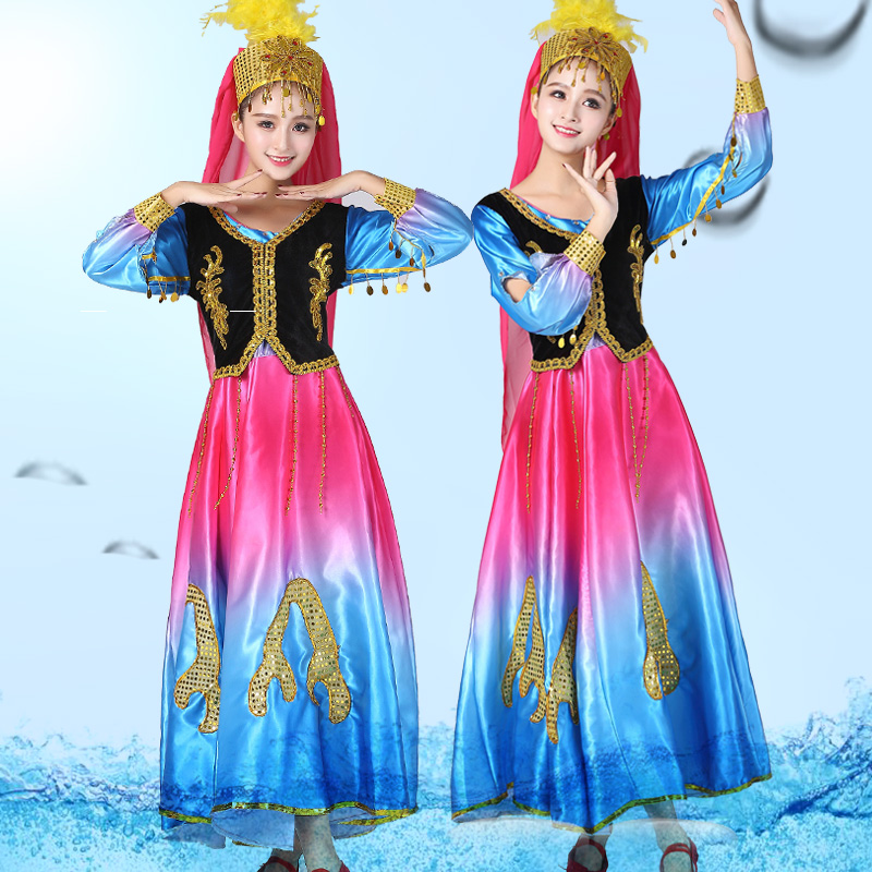 新疆舞蹈演出服装女新款少数民族表演服饰成人维吾尔族大摆裙