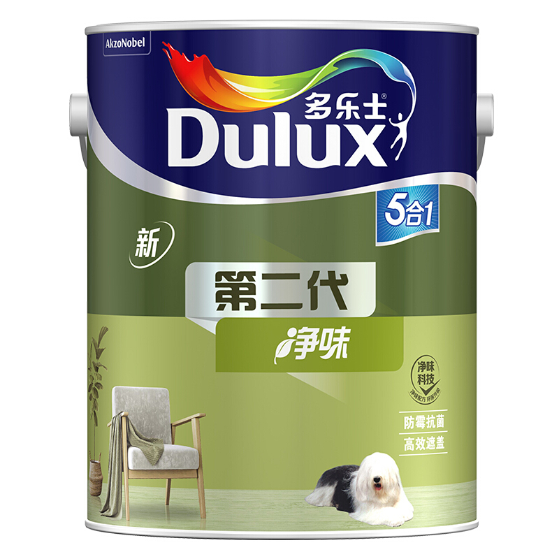 多乐士（Dulux）A890 第二代五合一净味 内墙乳胶漆 油漆涂料 墙面漆白色5L
