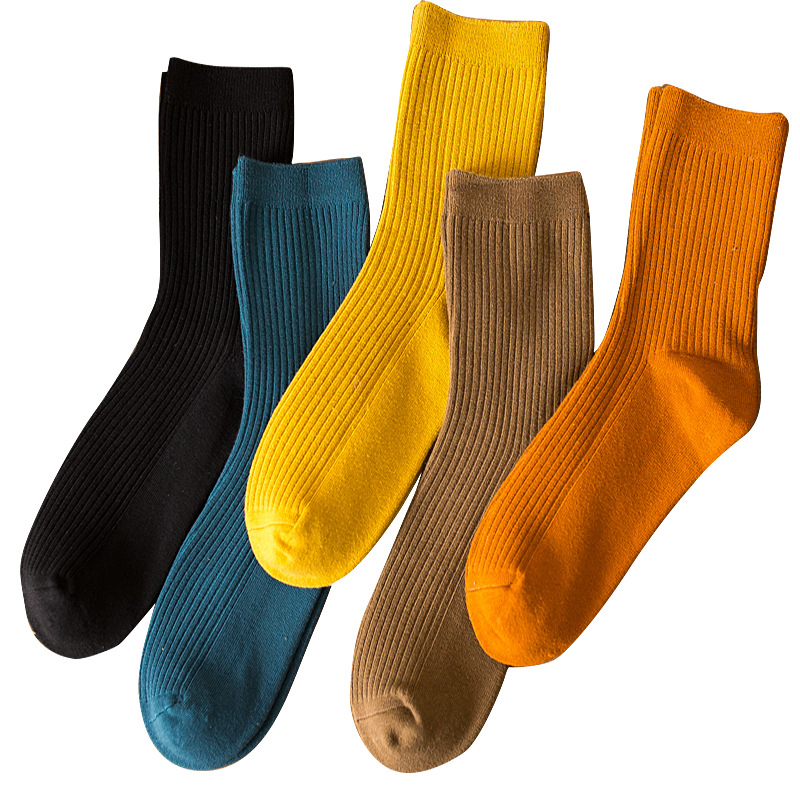 【仪依纺】【5双装】棉女士袜子中筒运动休闲堆堆袜学院风女袜 Y050