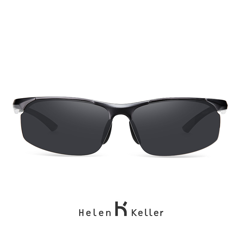 海伦凯勒男士潮户外运动太阳镜登山驾驶铝镁眼镜偏光墨镜H8870