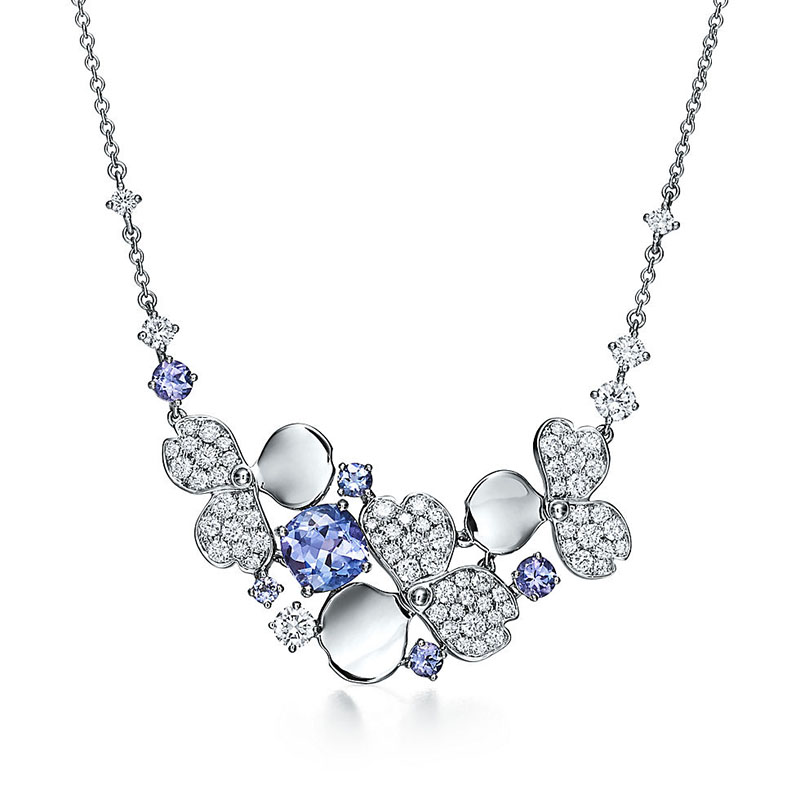 Tiffany&Co./蒂芙尼 钻石及坦桑石花簇项链