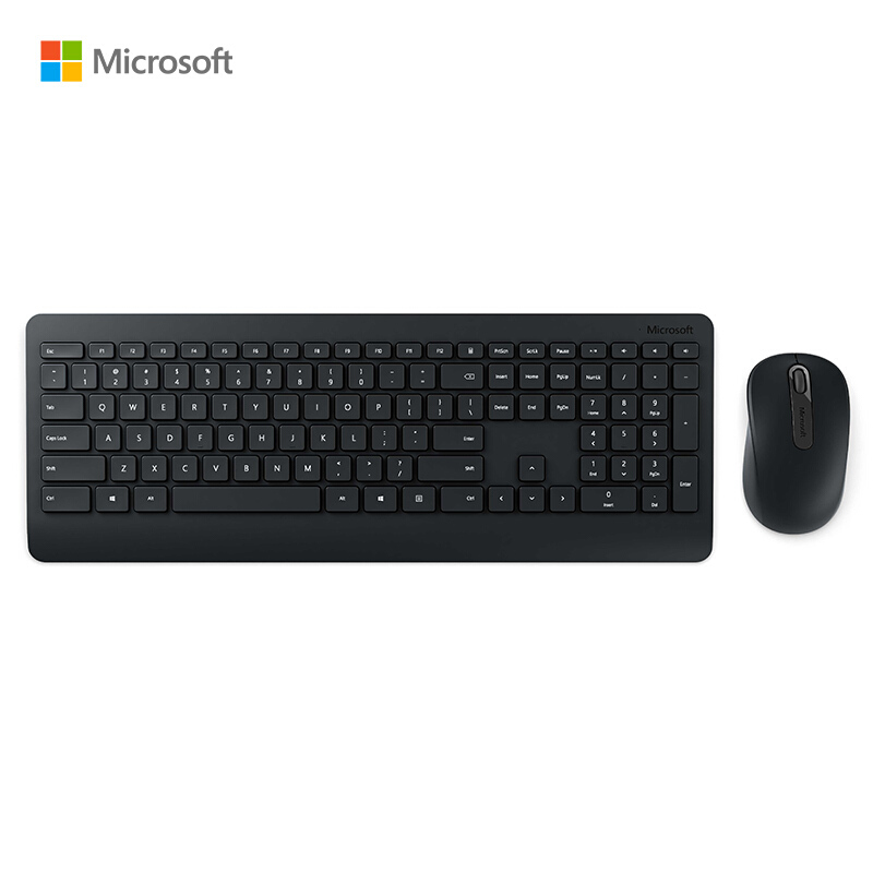 微软（Microsoft）900 无线键鼠套装 办公键鼠套装 舒适便携 黑色 