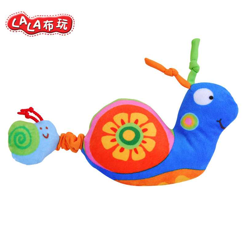 Lalababy拉拉布书 布玩婴儿蜗牛拉震 内置BB器 握玩具安抚玩偶