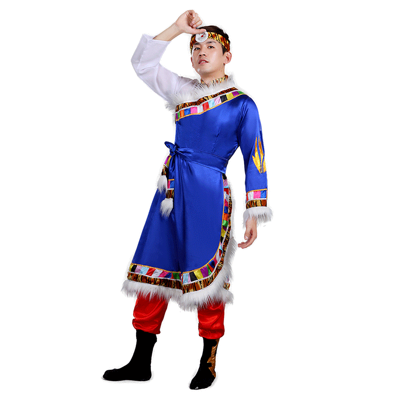 西藏民族舞蹈表演服装少数民族藏族服男藏族舞台演出服饰成人