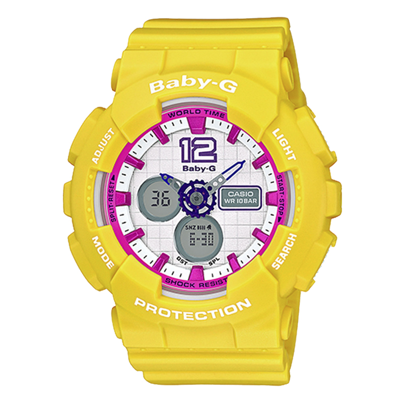 卡西欧（CASIO）手表 BABY-G 纯色风 女士防水双显运动手表石英表 BA-120-9B