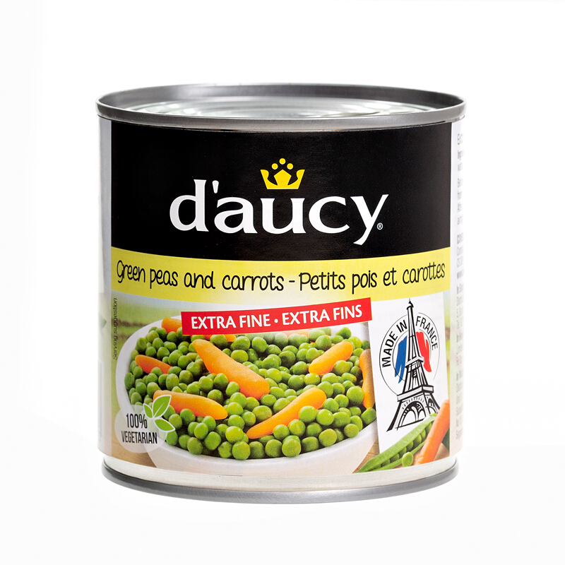 法国进口 多蔬 Daucy 豌豆胡萝卜罐头 即食蔬菜 蔬菜色拉 西餐料理 400g