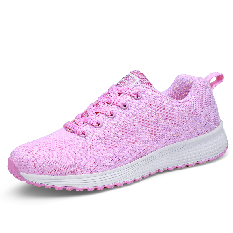 学生粉色运动鞋 夏平底少女可爱甜美跑步鞋