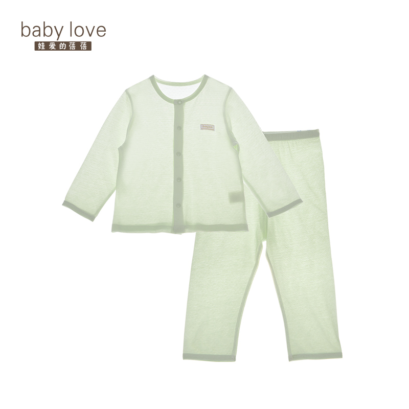 babylove宝宝夏季套装竹纤维空调服长袖婴幼儿童睡衣分体