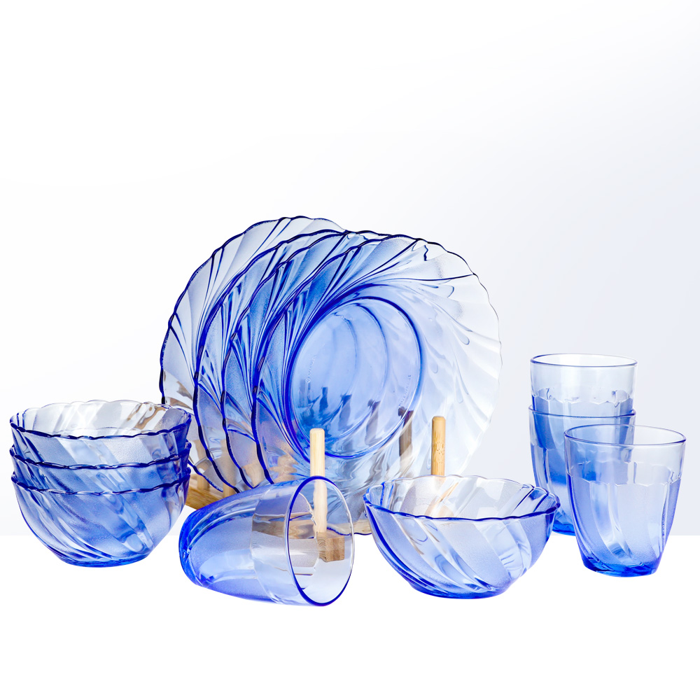 多莱斯DURALEX玻璃餐具4人套装12件套钢化玻璃碗碗盘碗碟家用