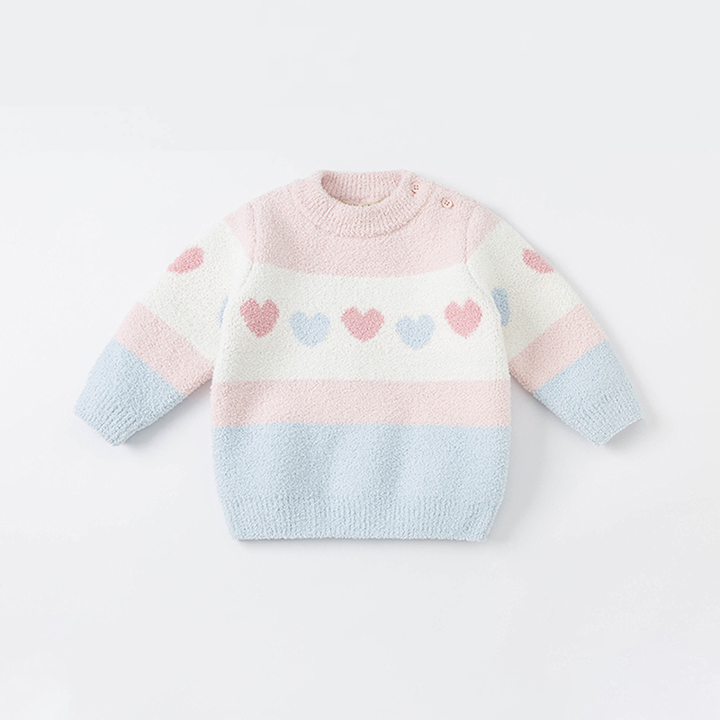 戴维贝拉女童雪尼尔毛衣冬装婴儿上衣童装儿童女宝宝洋气针织衫