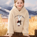 女童加绒卫衣冬季 洋气儿童连帽兔子印花上衣米色保暖衣服