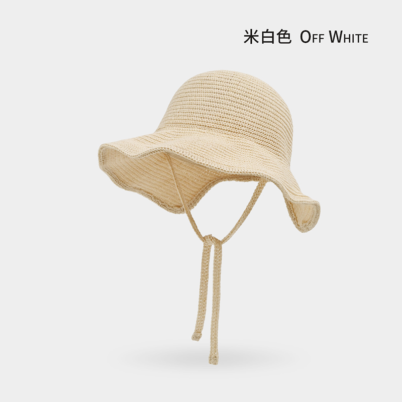 编织渔夫帽海边防晒帽女夏季遮阳草帽可折叠太阳帽子盆帽